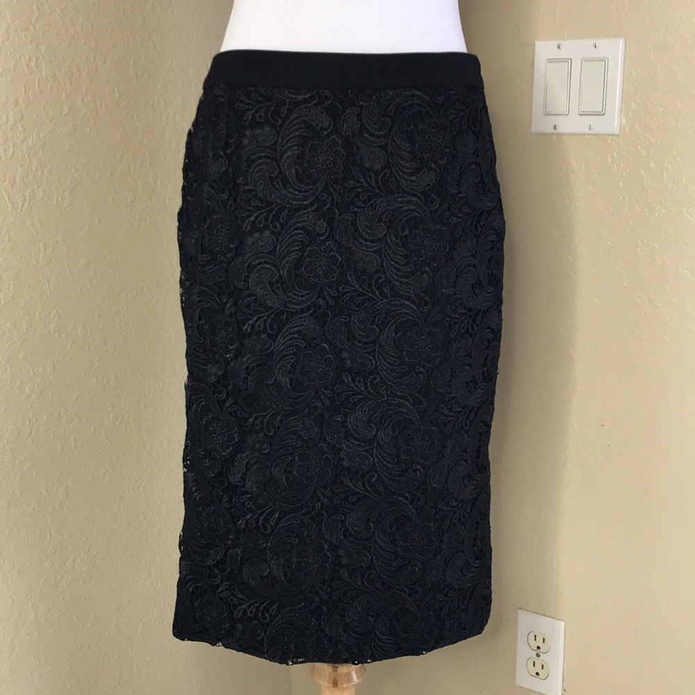 PANIZ Black Crocheted Pencil Shirt 4
